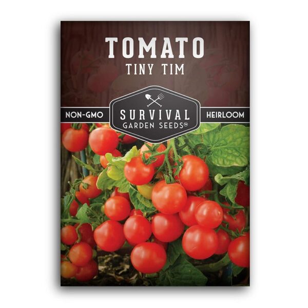 1 Pack Tiny Tim Tomato Seeds for Planting with Instructions to Grow in Your Home Vegetable Garden - Non-GMO Heirloom - Micro Dwarf Tomato Seeds - Cherry Tomato Seeds - Survival...