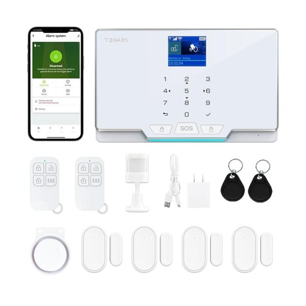 1.8"TFT Colorful Screen Smart Home Security System 12Pieces Kits,Alarm Security with Phone APP Alert,Remote Controls,Monitor Sensor,Work with Alexa and Google Assistant for Home...