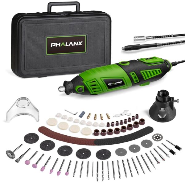 180W Rotary Tool Kit, 1.5-Amp PHALANX 6 Variable Speed with Flex Shaft, 8000-32000RPM Multi-Tool& 139pcs Accessories Kit, Power Multiuse Set Prefect for Crafting Projects and...