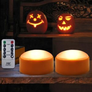 2-Pack Halloween Pumpkin Lights with Remote/Timer - Orange Pumpkin Lights LED Battery Operated Decor - Halloween Jack-O-Lantern Outdoor Decorations -