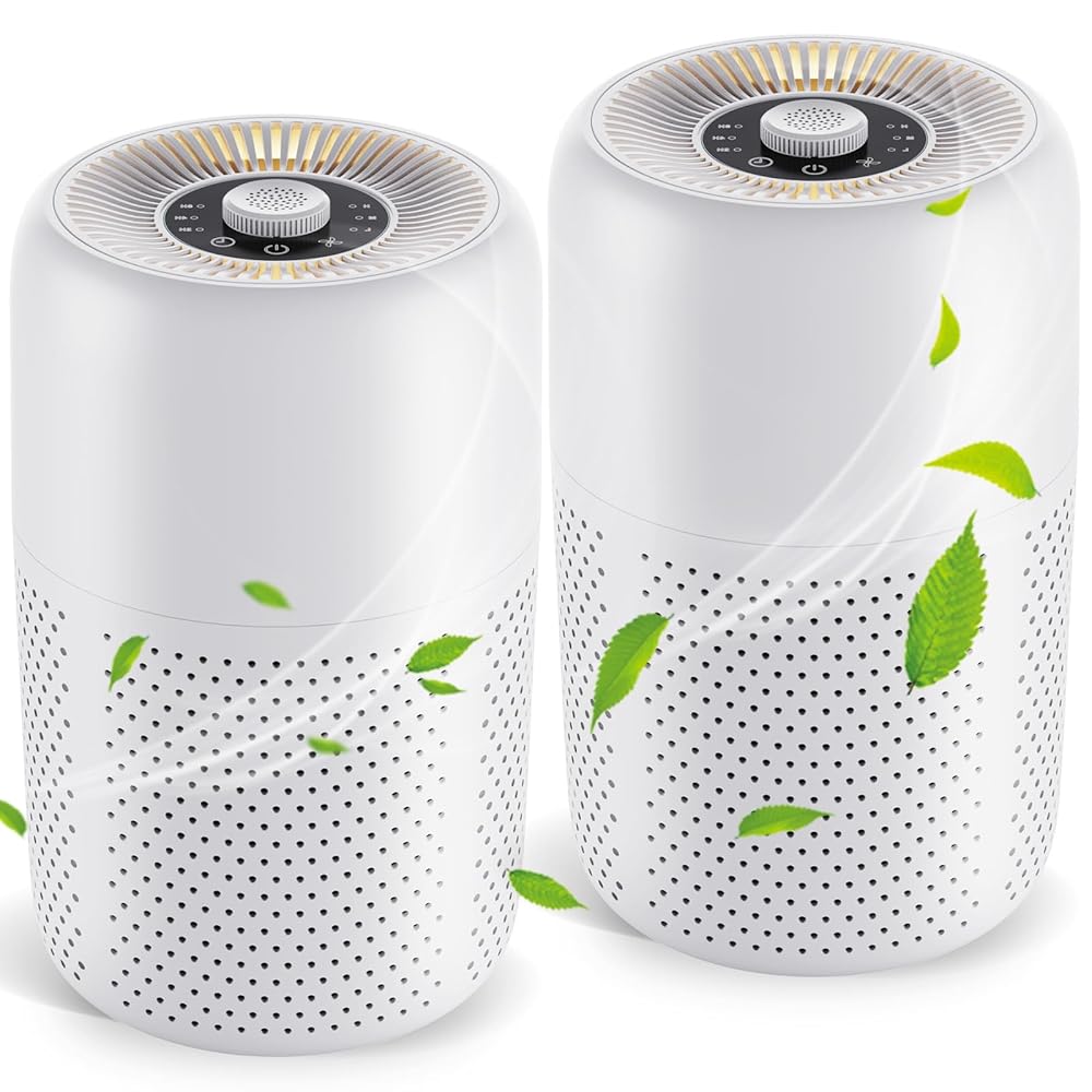 2 Pack TPLMB Air Purifiers for Bedroom H13 HEPA Filter,Fragrance for Better Sleep,Small Air Purifier with Nightlight Speed Control,For Home Living Room Dorm,24dB Filtration...