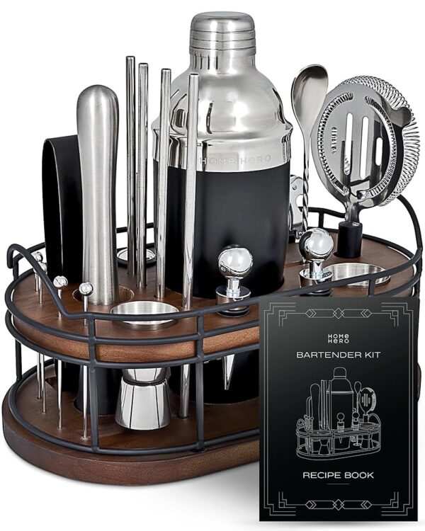 22-Piece Bar Set, Cocktail Shaker, Bartender Kit - Cocktail Kit, Bar Accessories for The Home Bar Set, Cocktail Shaker Set, Cocktail Set, Bar Tools, Bartender Set, Bar Kit,...