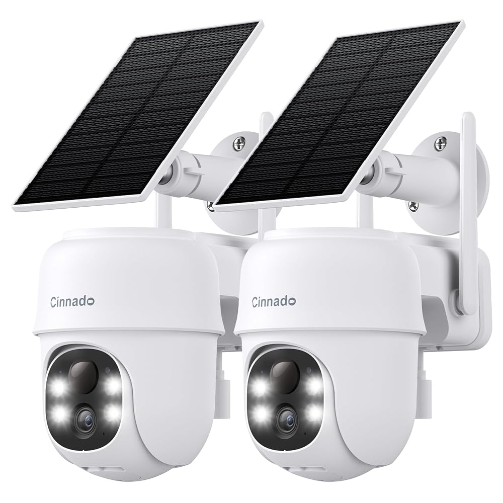 2K Cameras for Home Security-2.4G WiFi Outdoor Camera Wireless Solar/Battery Powered, 360° Viewing, Human Detection, Color Night Vision, Cloud/SD Storage, Works with...