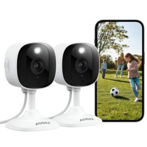 2K Cameras for Home Security-Outdoor/Indoor Camera for Dog/Cat/Pet/Nanny/Baby, Color Night Vision, White Light, Siren, 24/7 SD Recordings, Works with Alexa/Google Home,...