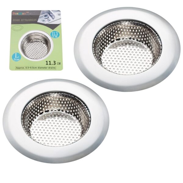 2PCS Kitchen Sink Strainer - Stainless Steel, Large Wide Rim 4.5" Diameter