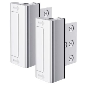 2Pcs Security Door Locks, Door Reinforcement Lock for Childproof, Withstand 800lbs Force, Elevate Home Security, and Deter Unauthorized Entry, Aluminum Construction (Silver)