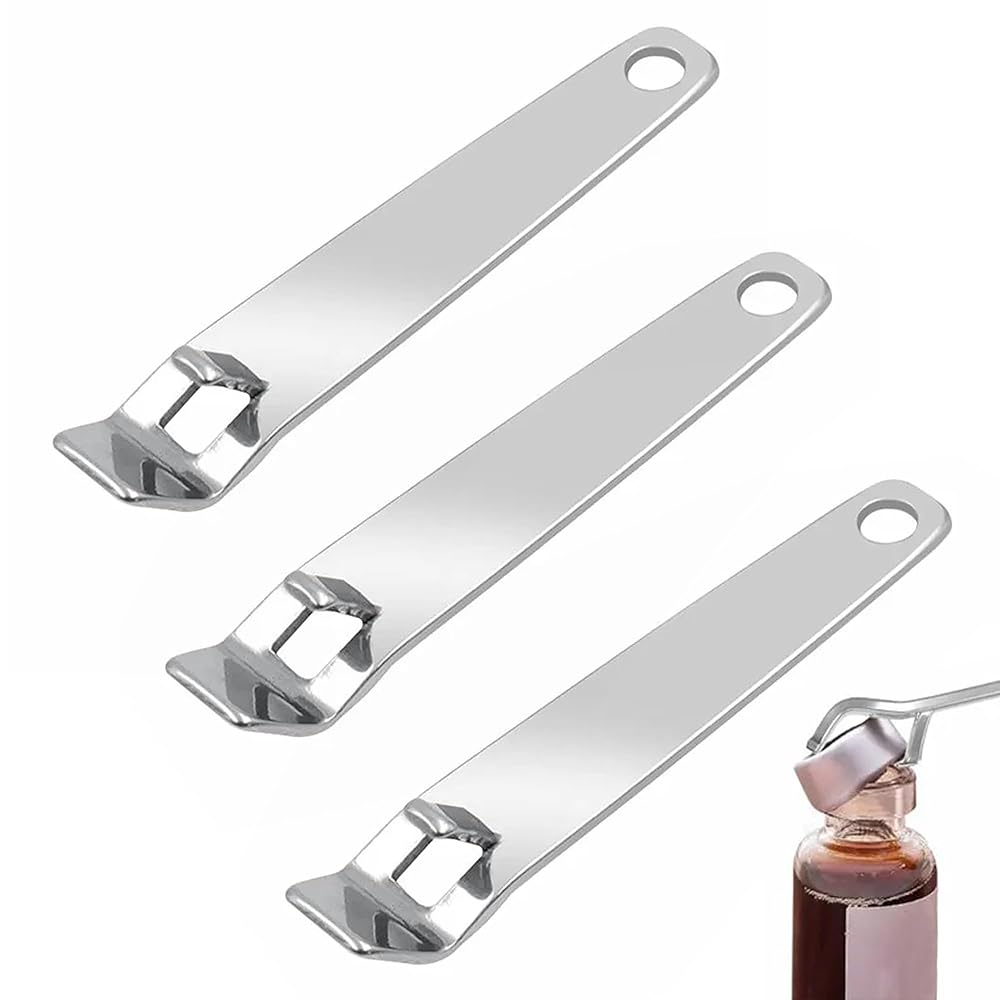 3 Pack Mini Vial Openers - Versatile Stainless Steel Oral Liquid Decappers for Botox, Medicines, and Beverages - Compact and Durable Bottle Opener Tool for Nurses, Pharmacies,...