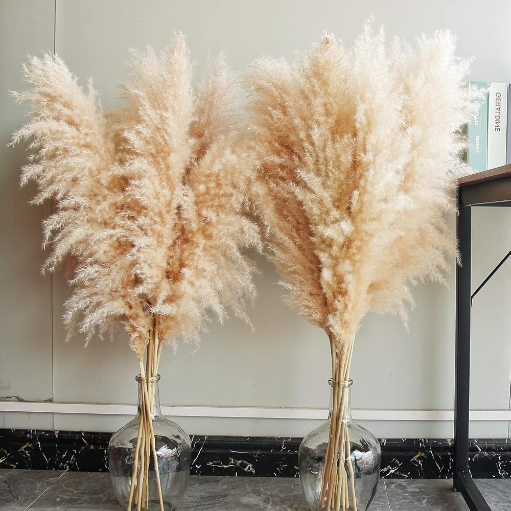 40" inch 10 Stems Natural Pampas Grass Decor Tall, pompas Grass, Tall Pampas Grass for Wedding, Party, Farmhouse, Boho Home Decor