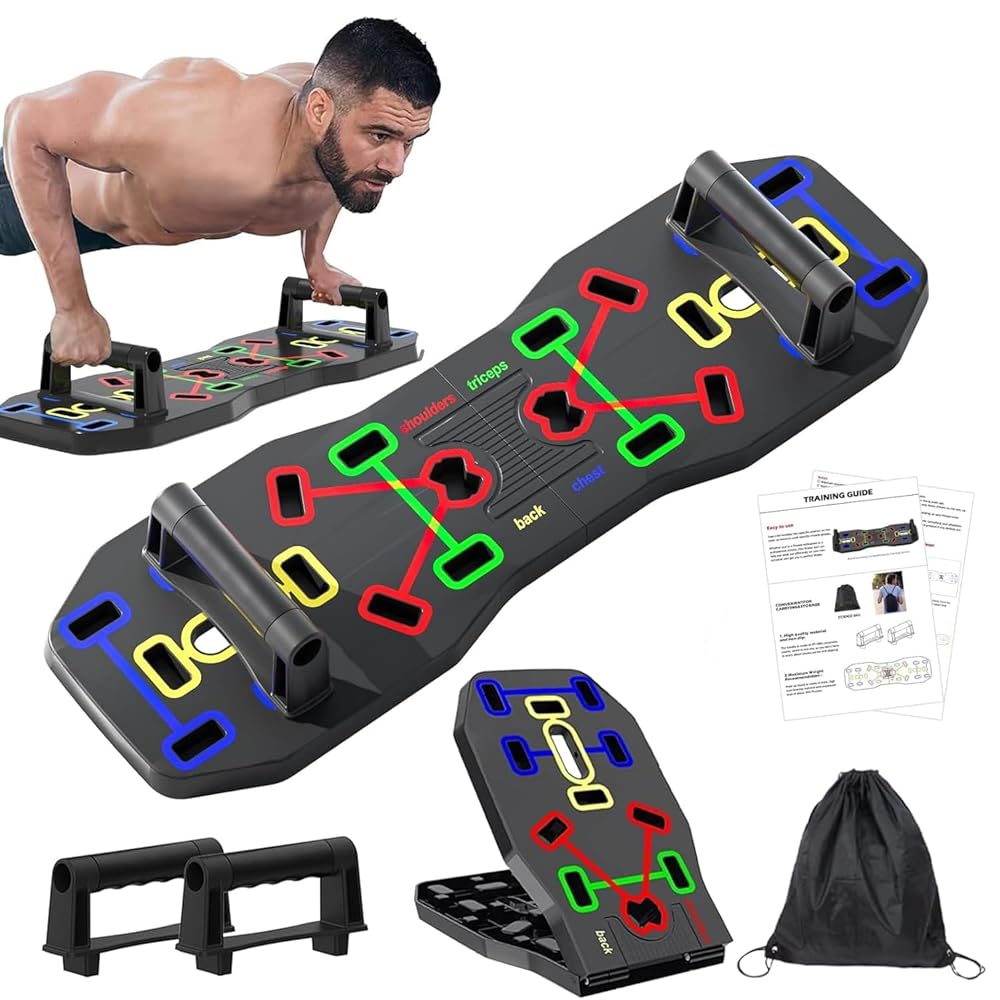 AERLANG Push Up Board, Portable Multi-Function Foldable 10 in 1 Push Up Bar, Push up Handles for Floor,Professional Push Up Strength Training Equipment