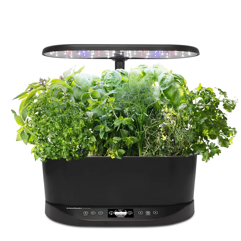 AeroGarden Bounty Basic - Indoor Garden with LED Grow Light, Black