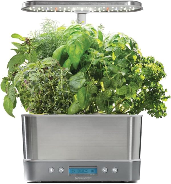 AeroGarden Harvest Elite - Indoor Garden with LED Grow Light, Stainless Steel