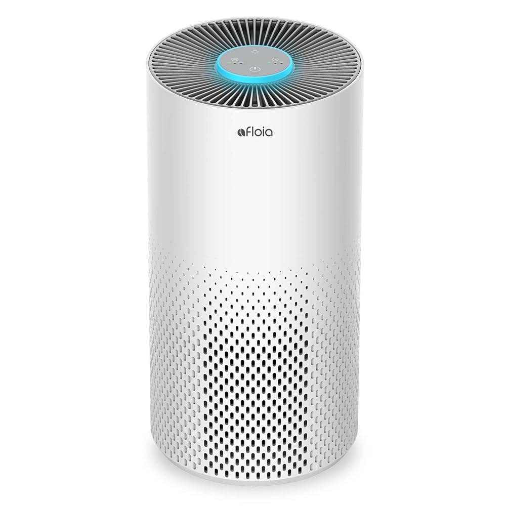 Afloia Air Purifiers for Home Bedroom Large Room Up to 1076 Ft², True HEPA Filter Air Purifier for Pets Dust Pollen Allergies Dander Mold Odor Smoke, 22dB&7 Color Light, Kilo White