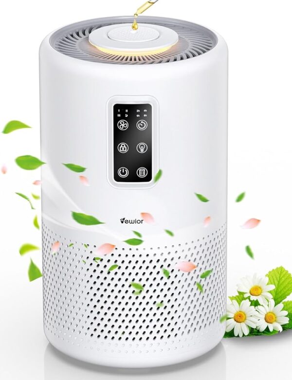 Air Purifiers for Home Large Room up to 1076ft², VEWIOR H13 True HEPA Air Purifier for Bedroom with night light, Fragrance Sponge, Sleep Mode, Timer, Lock, Air Cleaner for...