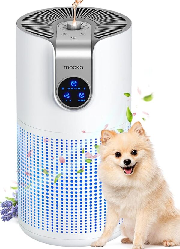 Air Purifiers for Home Large Room Up to 1500ft² with Aromatherapy, MOOKA HEPA Air Purifier for Bedroom Pets Kitchen, Air Filter Cleaner for Smoke Pollen Dust Dander Odor, 15dB,...