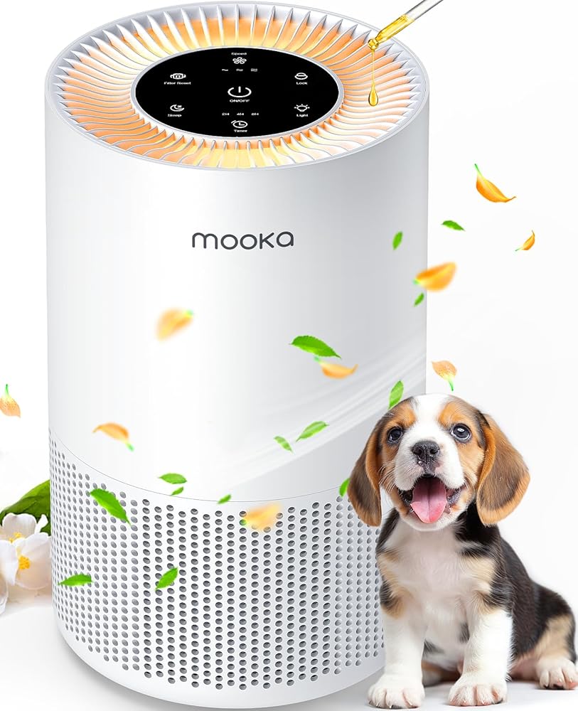 Air Purifiers for Home Large Rooms up to 1200ft², MOOKA H13 True HEPA Air Purifier for Bedroom Pets with Fragrance Sponge, Timer, Air Filter Cleaner for Smoke, Odor, Dander,...