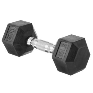 Amazon Basics Rubber Encased Exercise & Fitness Hex Dumbbell, Single, Hand Weight For Strength Training