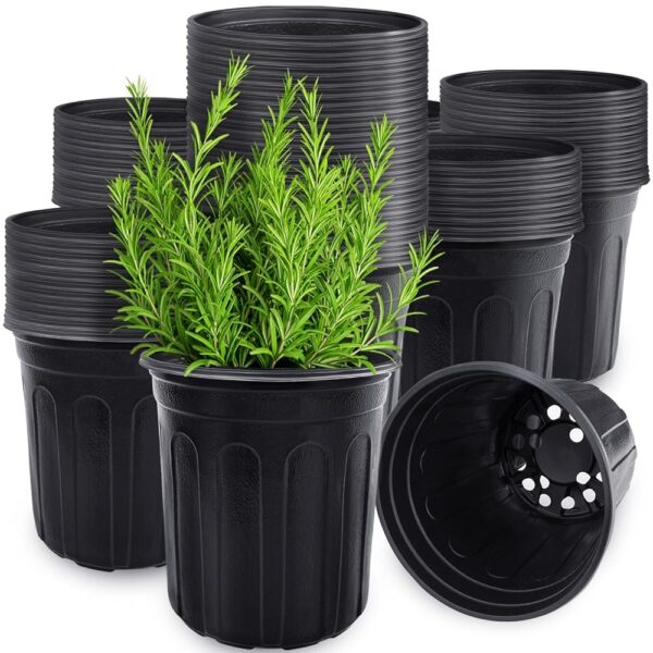 Anyumocz 60 Pcs 1 Gallon Flexible Plant Nursery Pots,Thickened Soft Plastic Seedling Pot with Holes,Flower Plant Container for Succulents,Cuttings,Transplanting,Home Garden(Black)