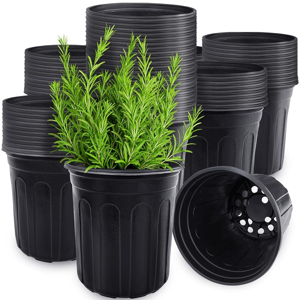 Anyumocz 60 Pcs 1 Gallon Flexible Plant Nursery Pots,Thickened Soft Plastic Seedling Pot with Holes,Flower Plant Container for Succulents,Cuttings,Transplanting,Home Garden(Black)