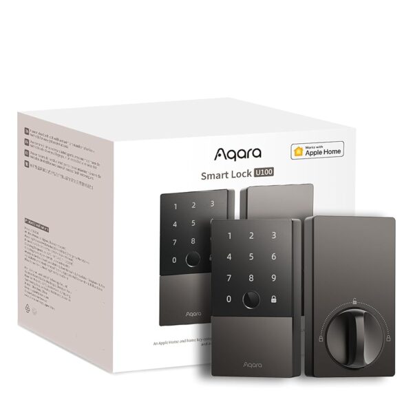 Aqara Smart Lock U100, Fingerprint Keyless Entry Door Lock with Apple Home Key, Touchscreen Keypad, Bluetooth Electronic Deadbolt, IP65 Weatherproof, Supports Apple HomeKit,...