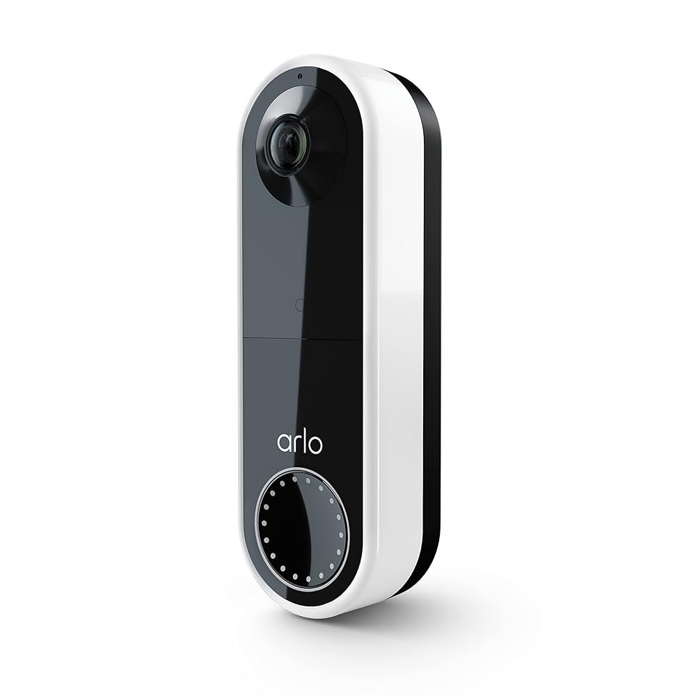 Arlo Essential Video Doorbell - HD Video, 180° View, Night Vision, 2 Way Audio, Direct to Wi-Fi No Hub Needed, Wire Free or Wired, White - AVD2001