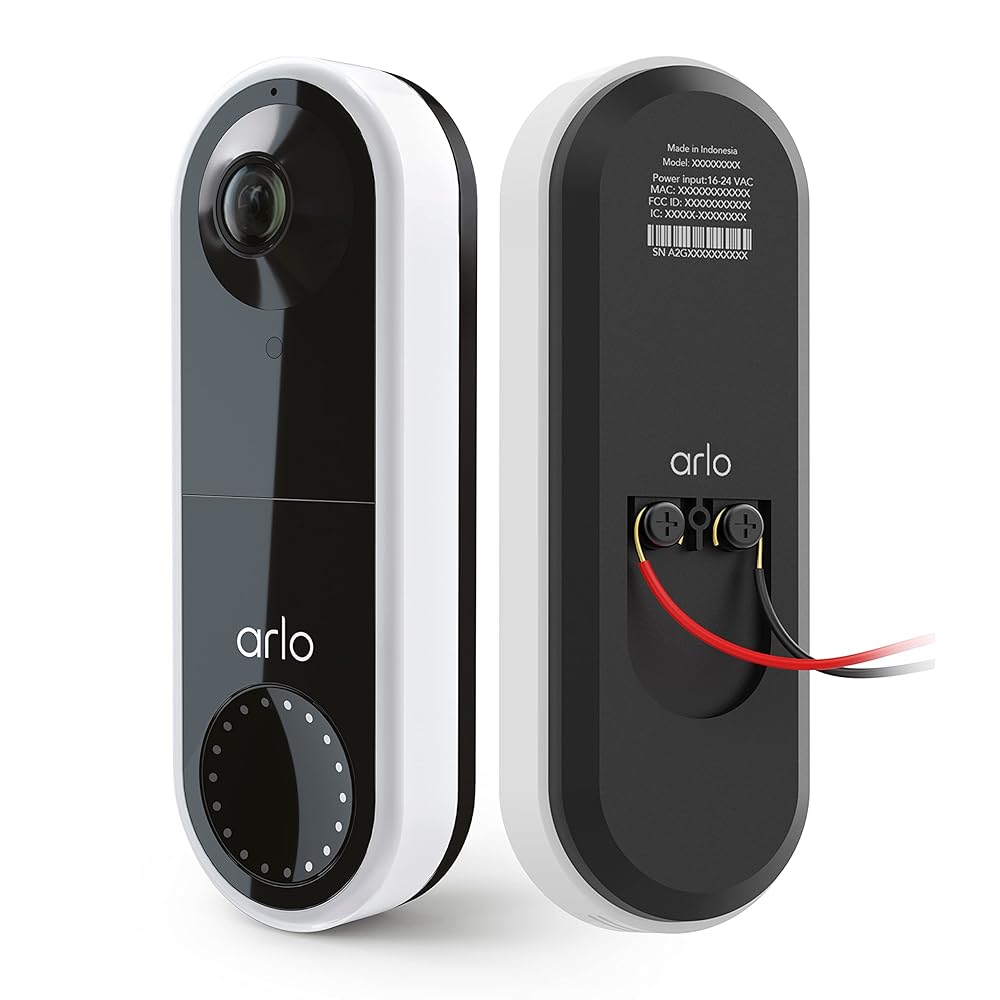 Arlo Essential Wired Video Doorbell - HD Video, 180° View, Night Vision, 2 Way Audio, DIY Installation (wiring required), Security Camera, Doorbell Camera, Home Security...