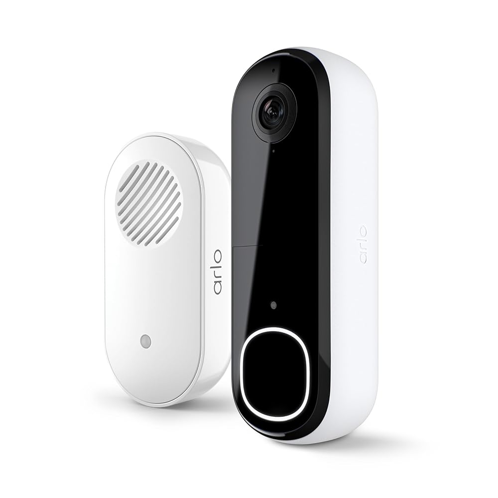 Arlo Video Doorbell 2K 2nd Generation & Chime 2 Bundle, 2K HD doorbell Camera, 2-Way Audio, Package Detection, Motion Detection and Alerts, Built-in Siren, Night Vision,...