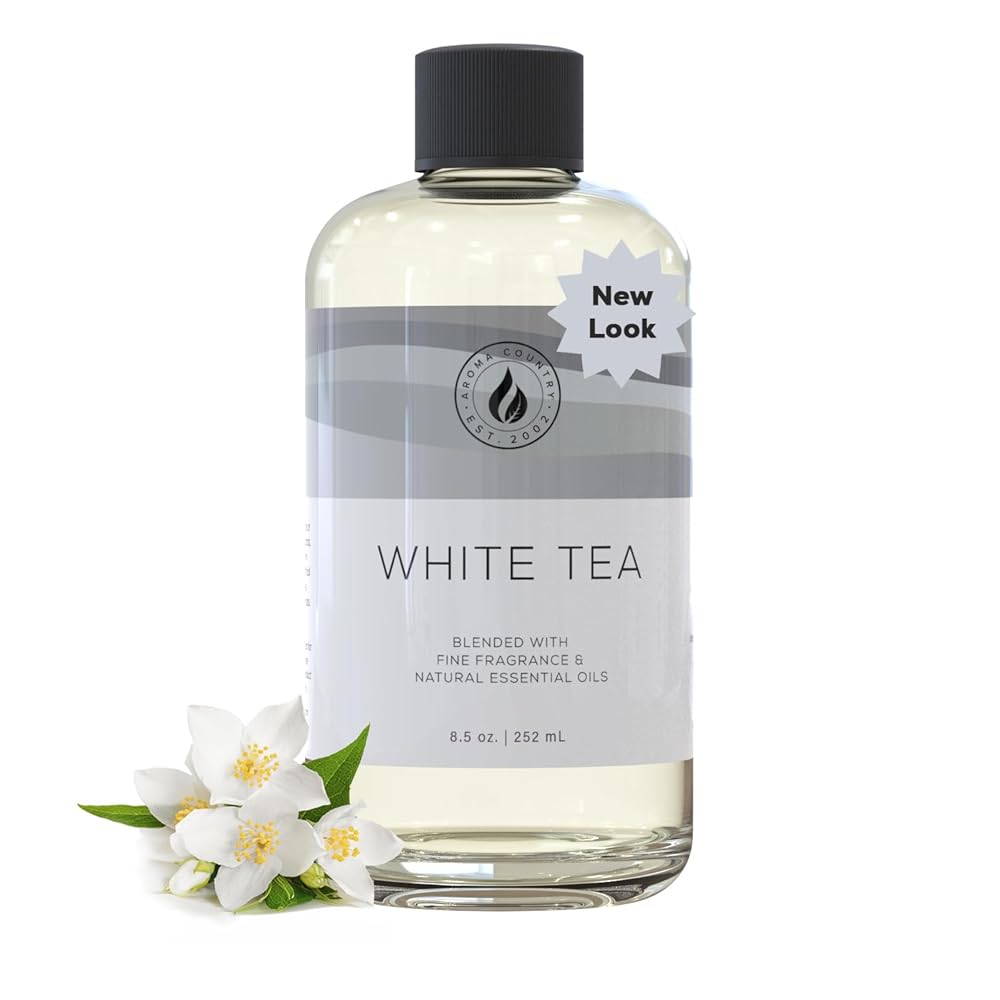 AROMA COUNTRY White Tea Luxury Essential Oils for Diffuser Oil Refill & Air Freshener Room Spray (8.5 Fl. oz.) for Reed Diffusers, Electric Diffuser Oil Machines, and Oil Warmers