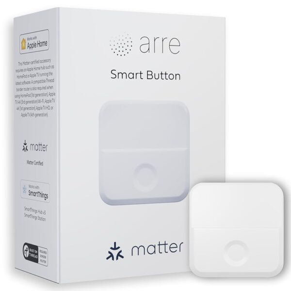 arre Smart Button with Matter & Thread Support, Control Smart Home Accessories, Works with Apple Home/HomeKit & Samsung SmartThings