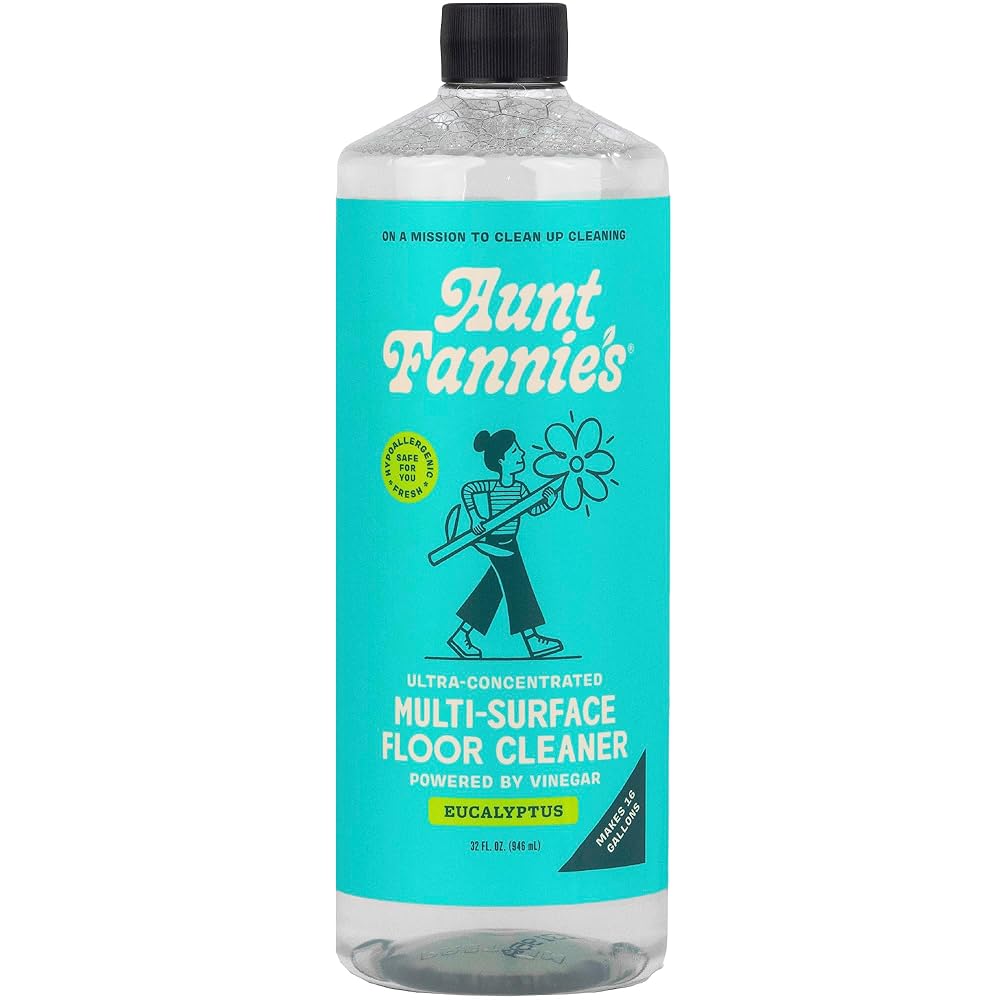 Aunt Fannie's Ultra Concentrated Floor Cleaner Vinegar Wash, Multi-Surface Floor Cleaner For Mopping, Makes 16 Gallons, Eucalyptus Scent, 32 oz. (Pack of 1), Packaging May Vary