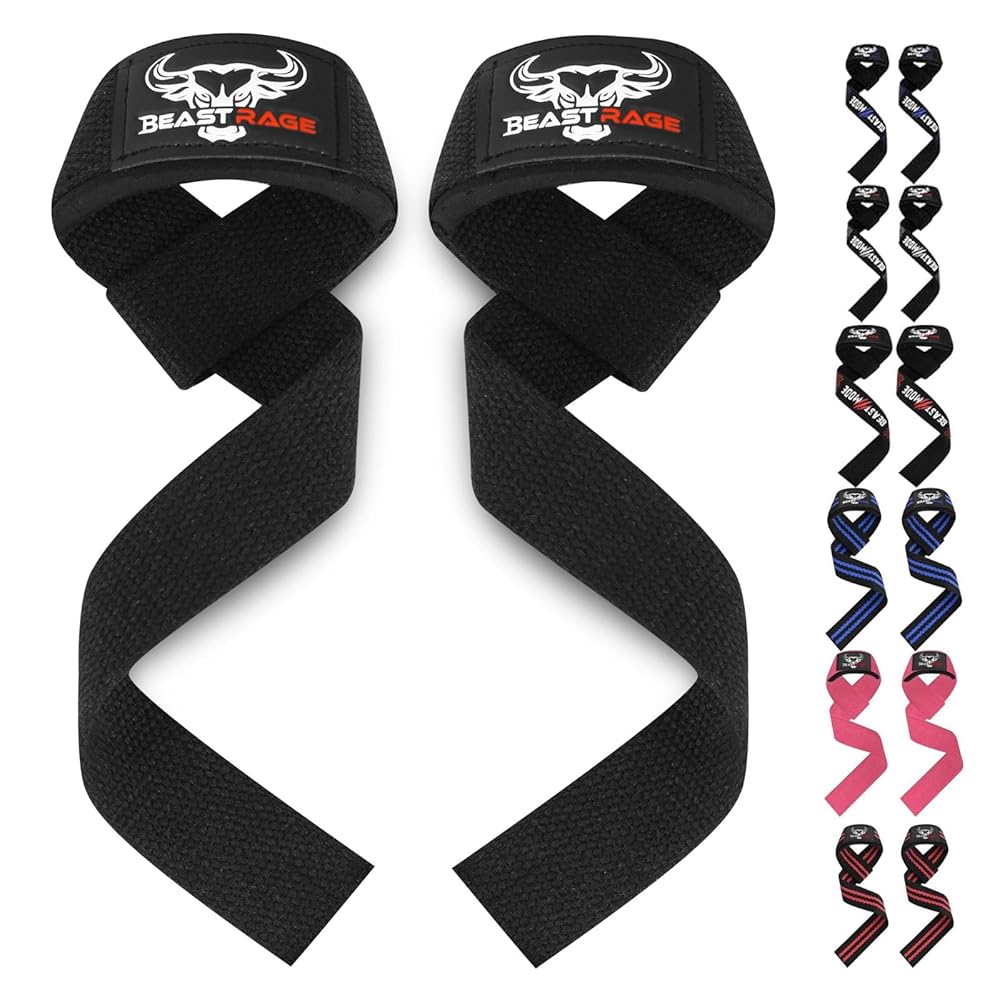 BEAST RAGE Lifting Straps for Weightlifting, Weight Lifting Straps Gym Power Workouts Lifting Wrist Straps Padded Cotton Men Women Support Lifters Deadlift Straps Hard Pull...