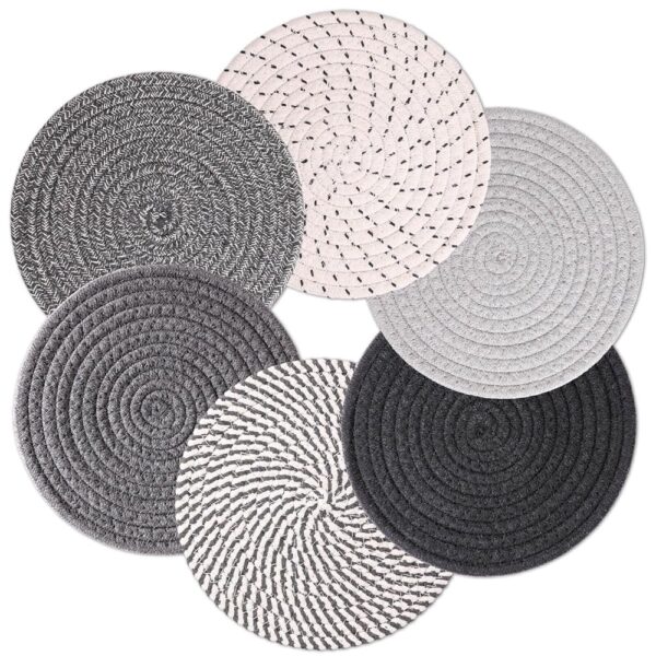 Billbotk 8" Trivets for Hot Dishes, Hot pots and Pans, 6 Heat Resistant Hot Pads, Pot Holders for Kitchen, Hot Plate Mats for Kitchen Countertops, Table, Home Essentials,...