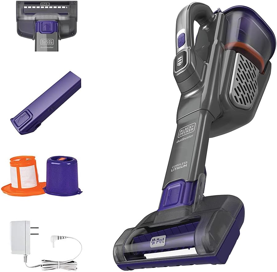 BLACK+DECKER dustbuster furbuster AdvancedClean+ Cordless Pet Handheld Vacuum, Home, Pet and Car Vacuum (HHVK515JP07)