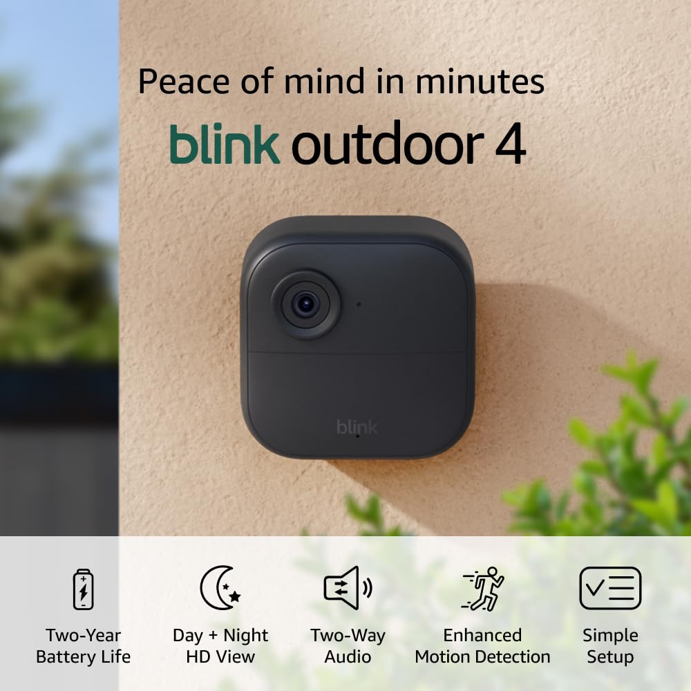 Blink Outdoor 4 – Wireless smart security camera, two-year battery, 1080p HD day and infrared night live view, two-way talk – Add-on camera (Sync Module required)