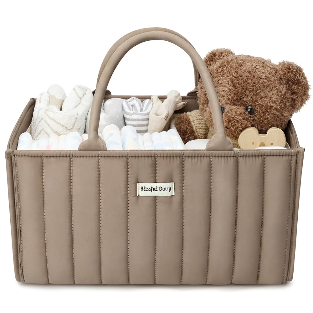 Blissful Diary Baby Diaper Caddy Basket, Stylish Baby Diaper Caddy Organizer, Storage Basket for Diapers - Baby Gift Registry for Newborn Baby Shower List and Baby Must Haves...