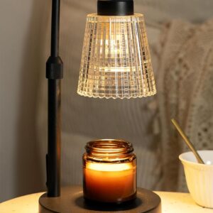 Candle Warmer Lamp, Adjustable Height Candle Warmer, Timer, Dimmable, Home Decor, Wax Melts Warmer for Jar Candles with 2 Bulbs