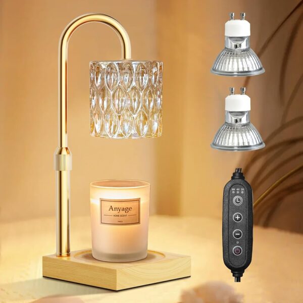 Candle Warmer Lamp with Timer and Dimmer, House Warming Gifts New Home Decor, Adjustable Height with 2 Bulbs