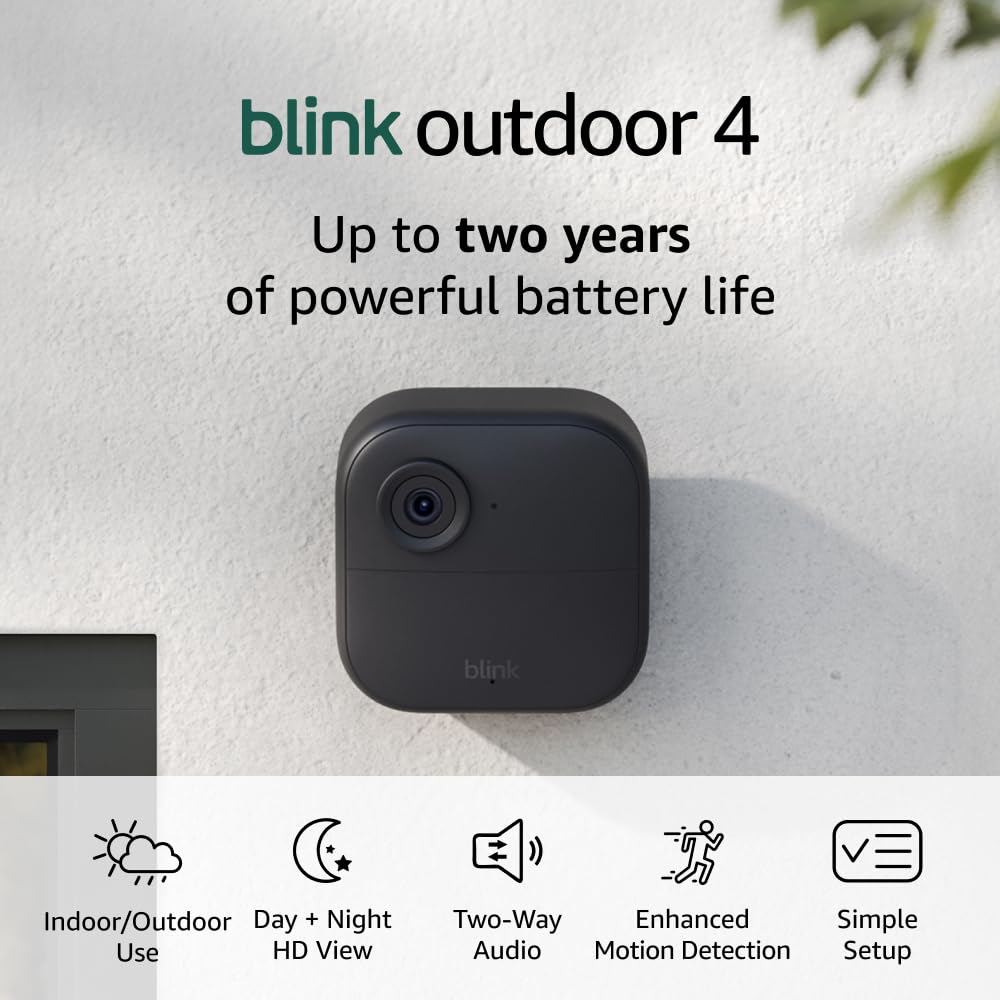 Certified Refurbished Blink Outdoor 4 (4th Gen) – Wire-free smart security camera, two-year battery life, two-way audio, HD live view, enhanced motion detection, Works with...