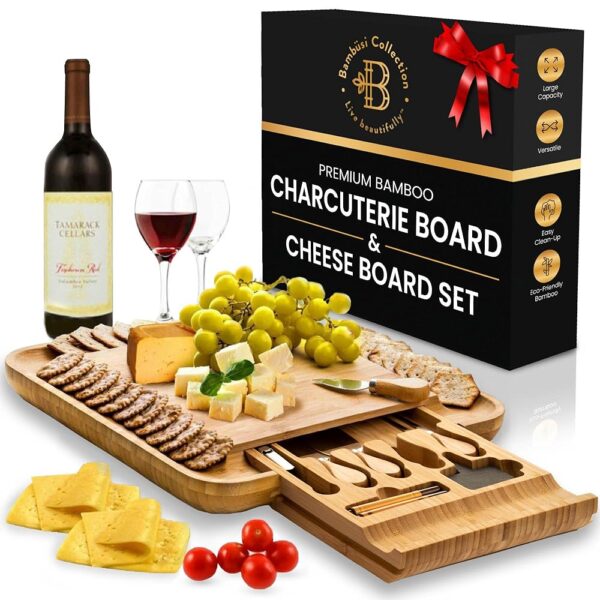 Charcuterie Board - Bamboo Cheese Board and Charcuterie Boards Gift Set with Knife for Entertaining, Bridal Shower Gifts, Wedding Gifts for Couples 2024, House Warming Gifts New...