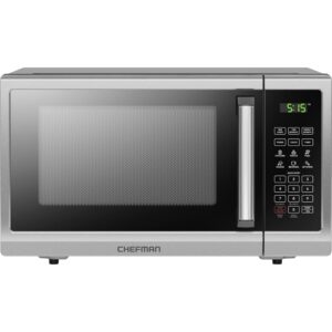 Chefman Countertop Microwave Oven 0.9 Cu. Ft. Digital Stainless Steel Microwave 900 Watt with 6 Presets, Eco Mode, Mute Option, Memory Function, Child Safety Lock, Kitchen,...