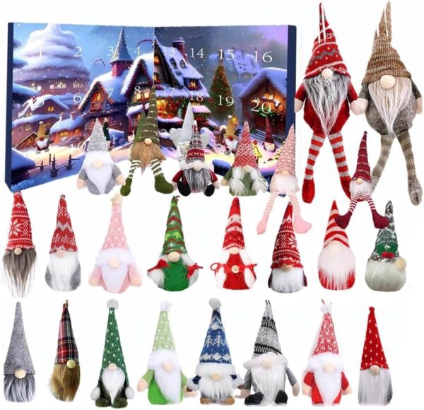 Christmas Gnome Advent Calendar 2024, 24 Pieces Gnome Decor Christmas Countdown Calendar, 24 Days Countdown To Christmas Ornament Dwarf Doll, Christmas Holiday Home Decoration