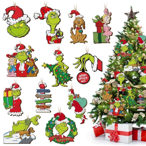 Christmas Tree Decorations, 24pcs Unique Wooden Christmas Hangings Ornaments for Christmas Tree Topper, 2024 New XmasTree Decor Gift for Indoors Home Party Decor