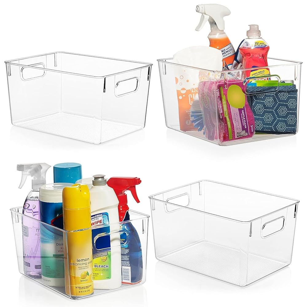 ClearSpace Clear Plastic Storage Bins – Pantry Organizers & Storage Containers, Cabinet Organizer - Home Organization Must Haves for Kitchen, Laundry Room, Office, Closet,...