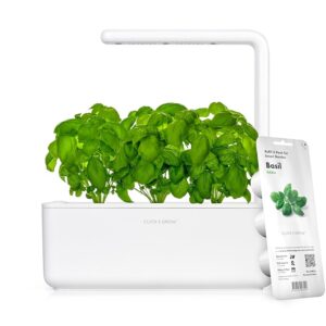 Click & Grow Indoor Herb Garden Kit with Grow Light | Smart Garden for Home Kitchen Windowsill | Easier Than Hydroponics Growing System | Vegetable Gardening Starter (3 Basil...