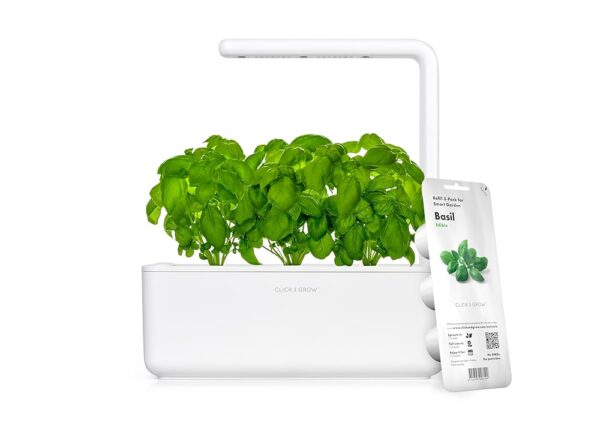 Click & Grow Indoor Herb Garden Kit with Grow Light | Smart Garden for Home Kitchen Windowsill | Easier Than Hydroponics Growing System | Vegetable Gardening Starter (3 Basil...