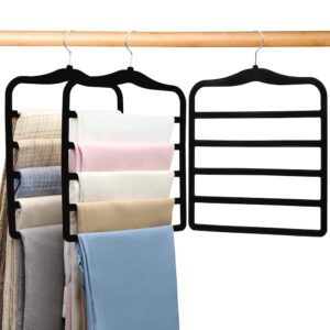 Closet Organizers and Storage,3 Pack Organization and Storage Pants-Hangers-Space-Saving,Velvet Hanger for Dorm Room for College Students Girls Boys Guys Hanging Jean Scarf