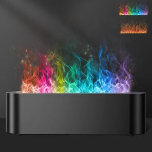 Colorful Flame Fire Diffuser Humidifier, 7 Colors Changing Oil Diffuser, Ultra-Quiet Aroma Essential Oils Aromatherapy Diffusers for Large Room, Bedroom, Office(Timeable,...