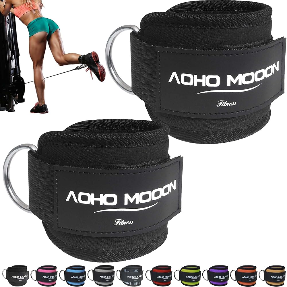 Comfortable Adjustable Padded Ankle Wrist Cuffs Neoprene Padded Straps D-Ring Glute Kickback for Cable Machine, Ideal for Glutes Exercises