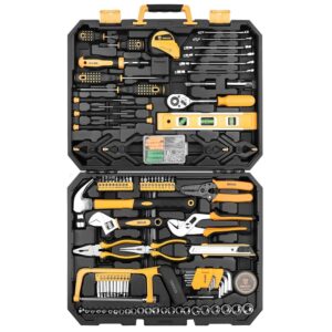 DEKOPRO 228 Piece Socket Wrench Auto Repair Tool Combination Package Mixed Tool Set Hand Tool Kit with Plastic Toolbox Storage Case