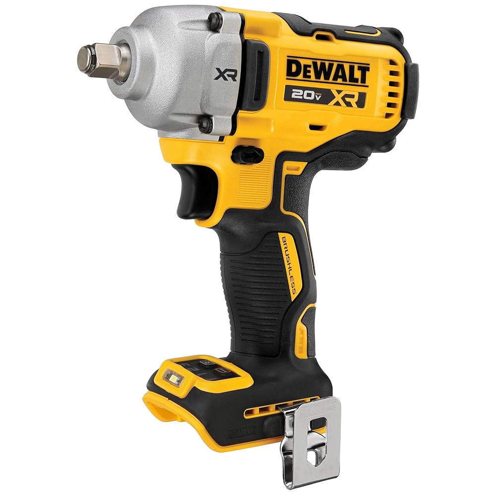 DEWALT 20V MAX Cordless Impact Wrench, 1/2' Hog Ring, Includes LED Work Light and Belt Clip, Bare Tool Only (DCF891B)