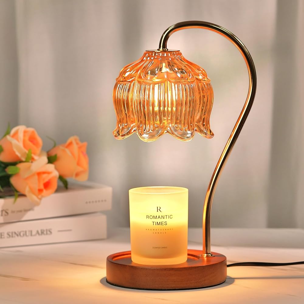 Dimmable Flower Candle Warmer Lamp with Timer, Vintage Candle Lamp Warmer for Jar Candle, 2024 Womens Gifts for Christmas, xmas Gifts for Mom Unique, Home Decor for Bedroom...